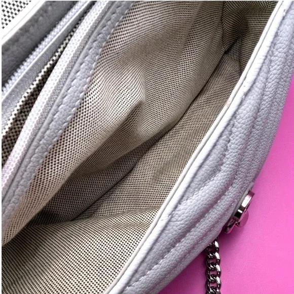 Rebecca Minkoff Edie Flap Shoulder Bag Perla Quilted Leather Silver Hardware - Picture 11 of 14